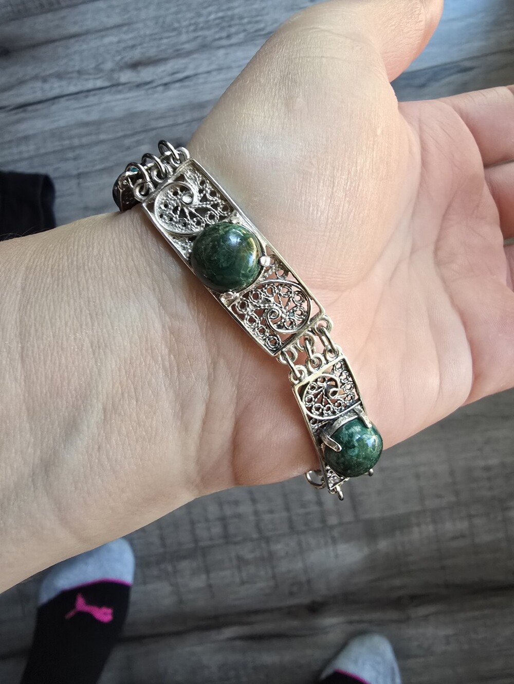 Silver 925 Filigree Bracelet with Teal Stone - Women's Jewelry - Picture 2 of 12